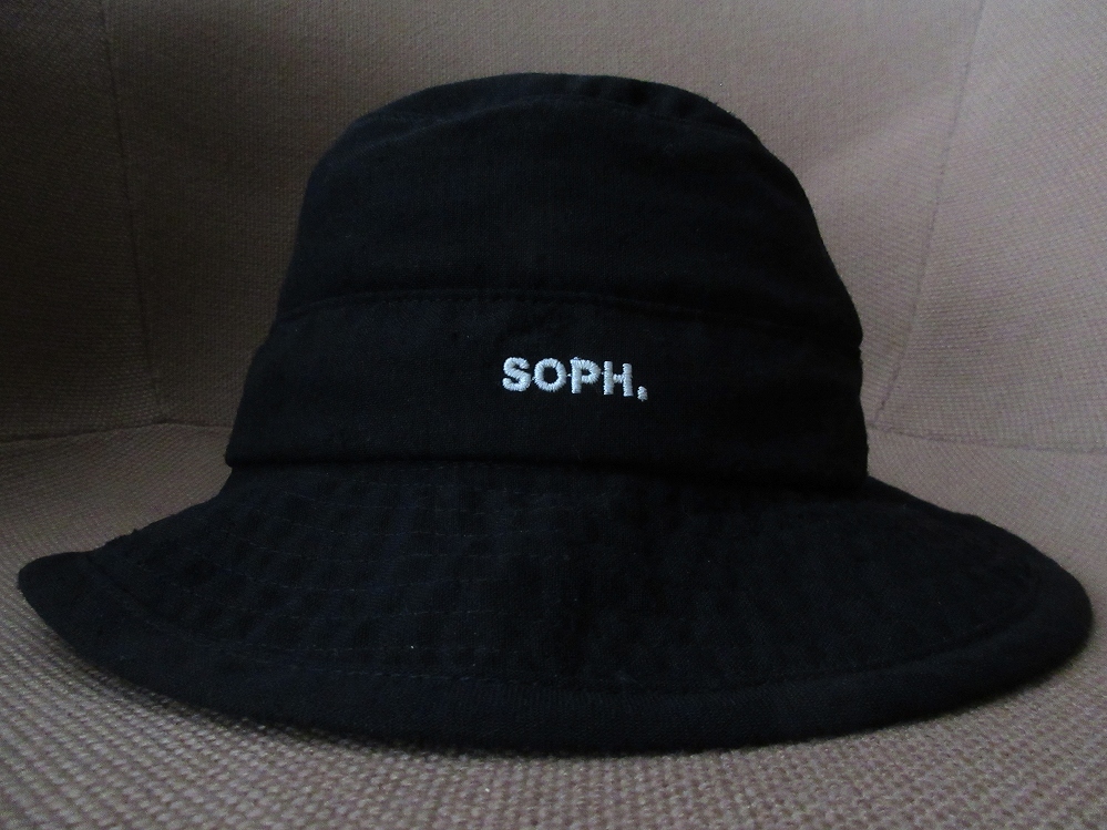90\'s 00\'s made in Japan SOPH. the first period Logo embroidery uvc bucket hat M black sof bucket bucket hat SOPHNET. Sophnet Kiyoshi .. writing reverse side ..