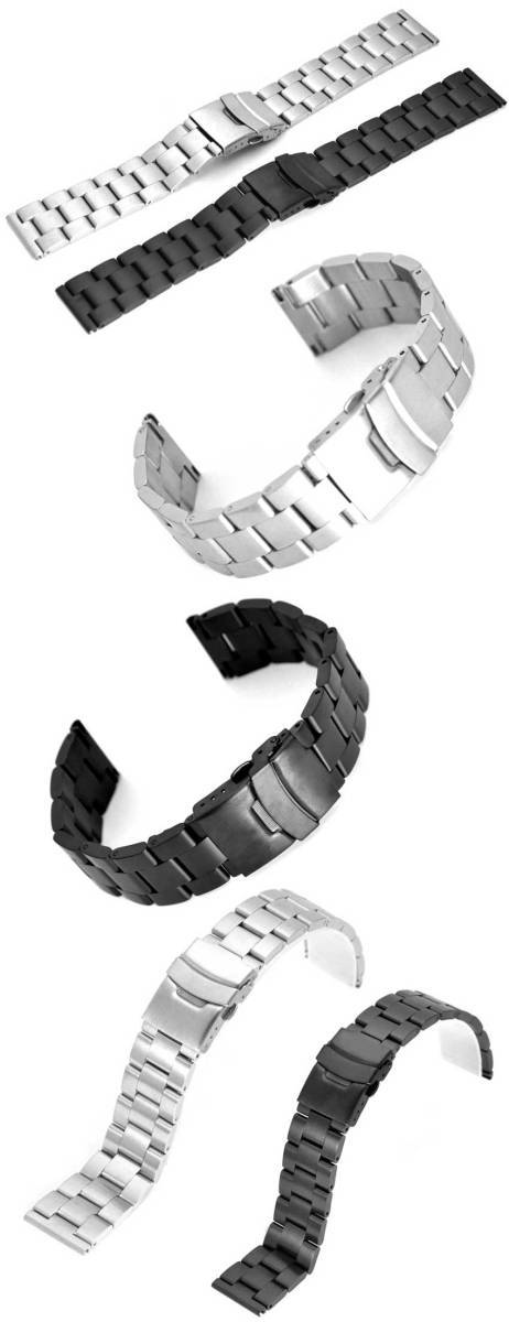 腕時計 高級ベルト メタル ステンレス 無垢製 汎用ベルト 取付幅20mm 22mm 2色あり お得品_画像2