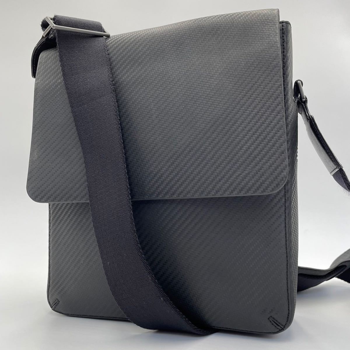 1円〜 未使用級 ダンヒル dunhill メンズ ビジネス ショルダーバッグ メッセンジャーバッグ PVC レザー 本革 斜め掛け サコッシュ