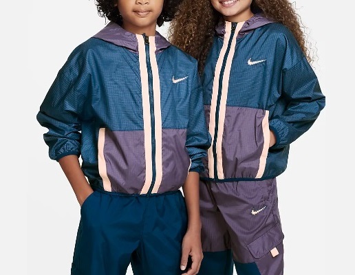 NIKE ACG Kids u-bn jacket pants top and bottom set navy blue purple 140 Nike nylon Wind breaker cotton inside DQ8744-460 DQ9322-460