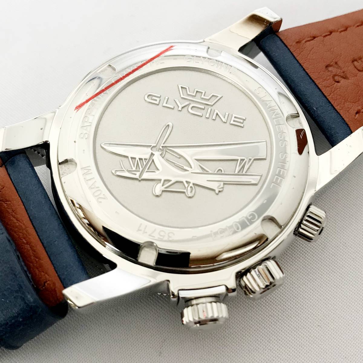 【新品】GLYCINE AIRMAN グリシンエアマン　紳士用腕時計 42mm 20気圧防水 ダイバー　GMT ダブルトゥエルブ　GL0151 35711 _画像6