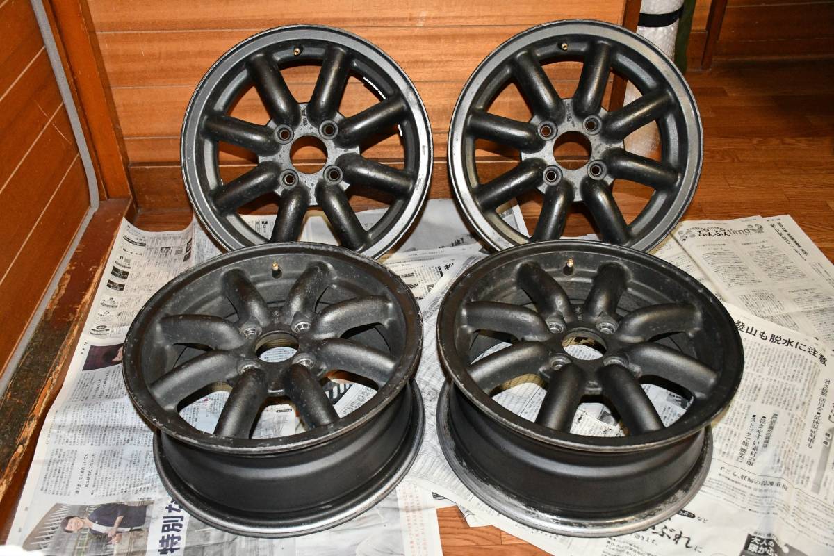 メーカー不明 8スポーク アルミホイール 14インチ 4穴 pcd100 6JJ オフセット40 軽自動車やコンパクトカーにどうぞ