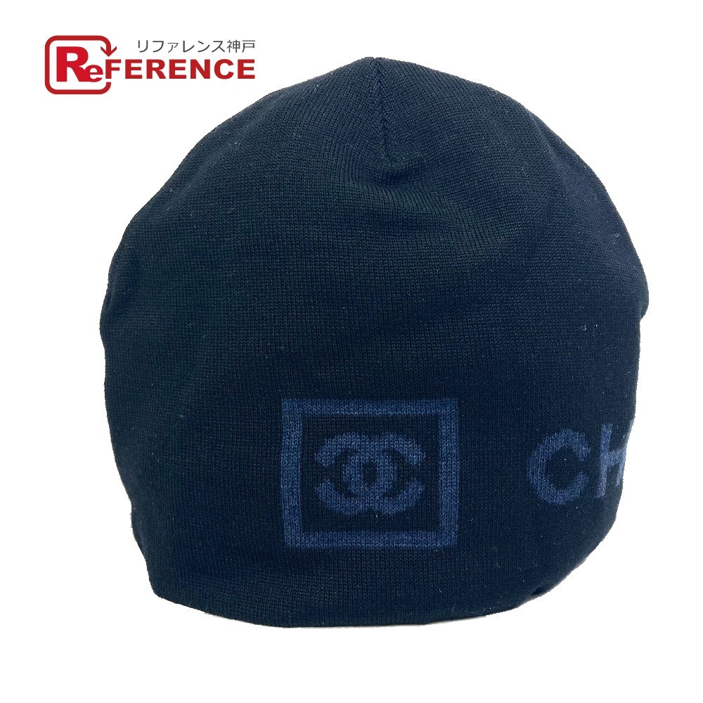 CHANEL シャネル A36517 スポーツライン ロゴ CC ココマーク 帽子 ニット帽 ウール ブラック×ブルー ユニセックス【中古】未使用