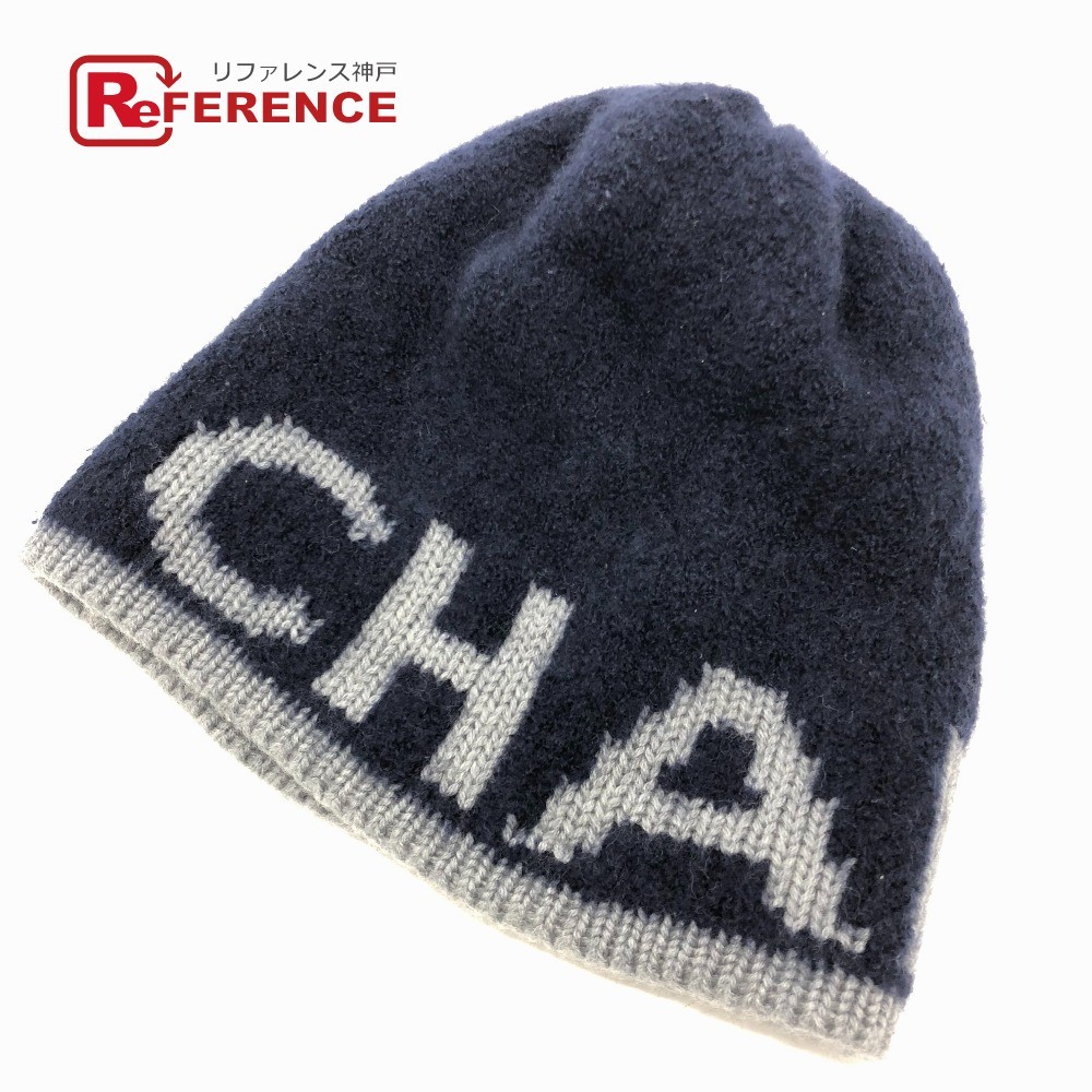 CHANEL シャネル 21AW ココマーク ロゴ ニット帽 カシミヤ ブルー