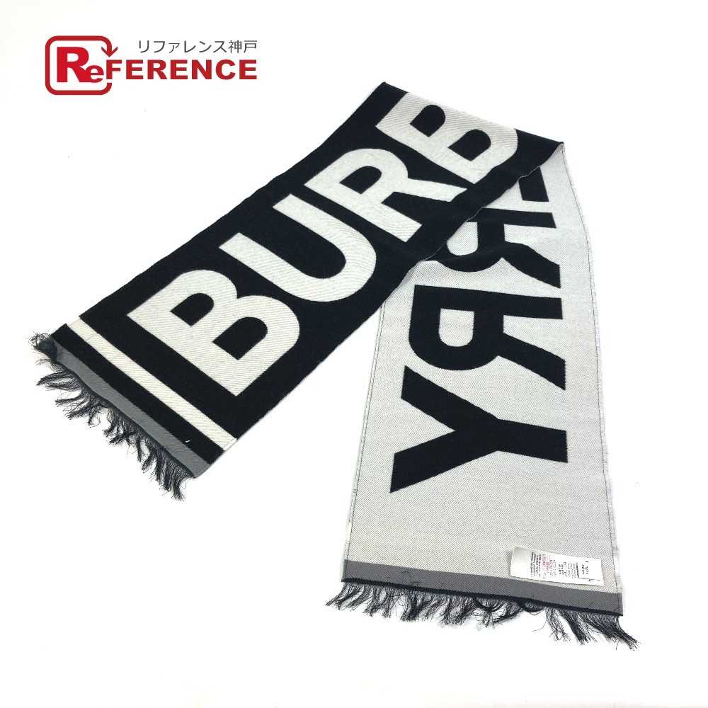 BURBERRY Burberry 8041244 Logo бахрома muffler шерсть черный женский [ б/у ] прекрасный товар 