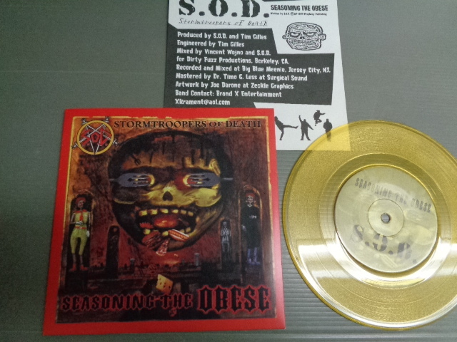 S.O.D. STORMTROOPERS OF DEATH/SEASONING THE OBESE/YELLOW MACHINEGUN/MY EYES UNDER THE SANDS★シングル　クリアイエロービニール_画像1