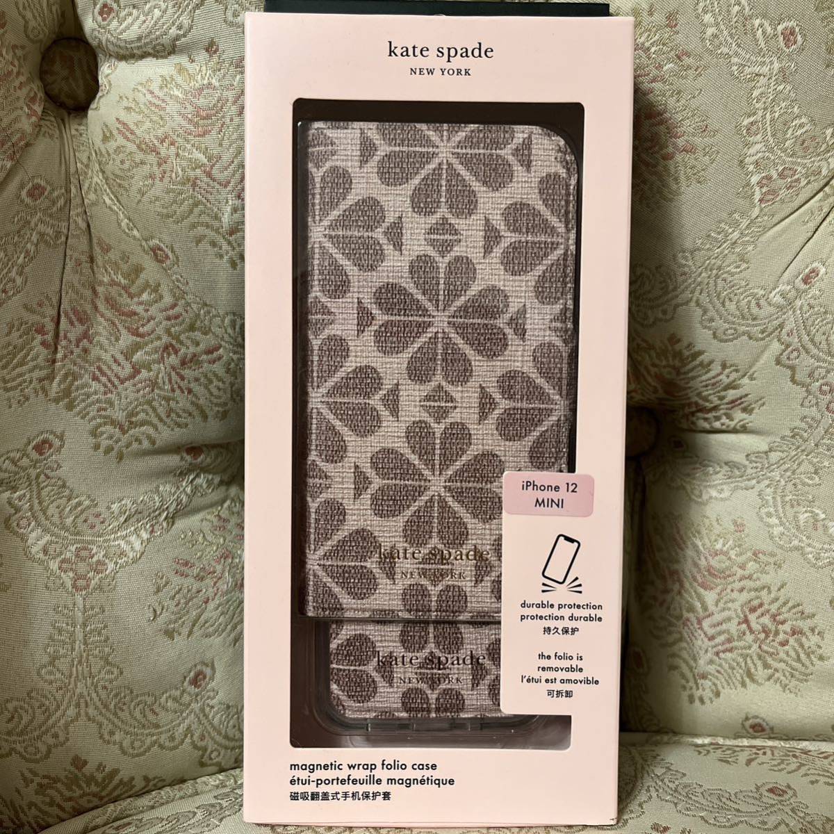 Kate Spade iPhone 12 Mini Folio Case Flower Coated Canvas Magnetic Wrap