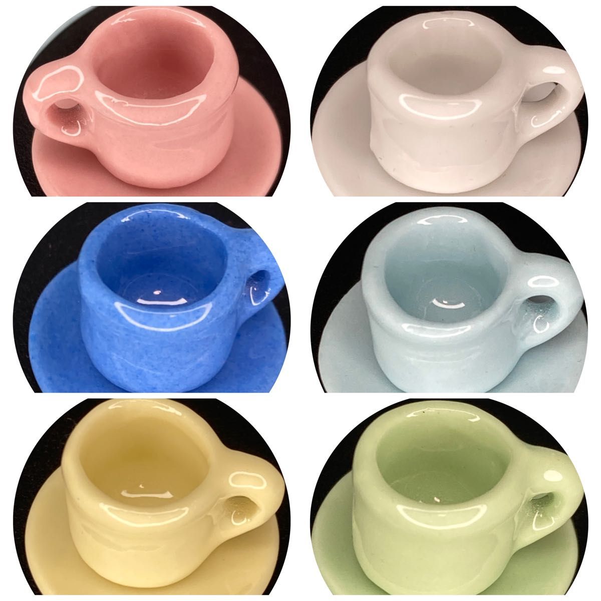 ミニチュア　コーヒーカップｘ１　ソーサーｘ１　陶器　ミントグリーン　カラーバリエーションあります！　