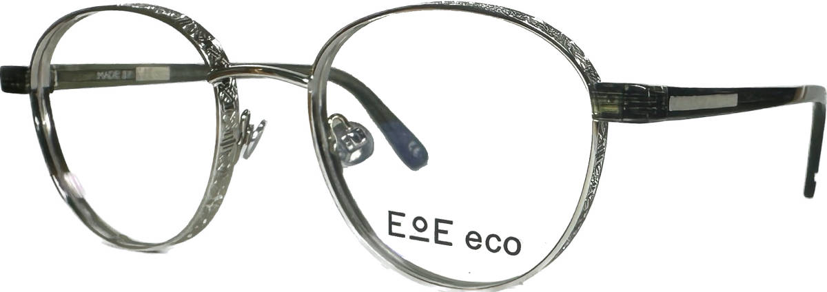 スウェーデン EOE 定価46,200円 新品 メガネ シルバー 濃緑 純正ケースと純正クロス付き