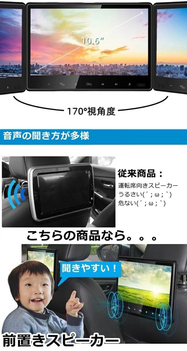 訳あり商品-新品・未使用品 車載用モニター DVDプレイヤー 10.6インチ 大画面_画像2