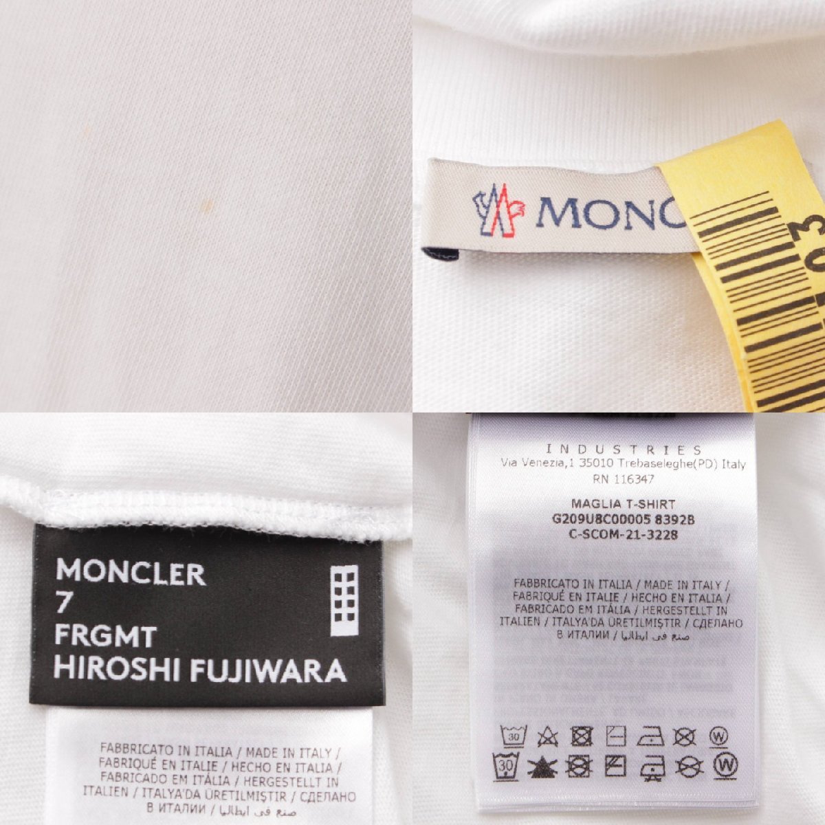 【モンクレール】Moncler　メンズ フラグメント hiroshi fujiwara コットン 半袖 Tシャツ トップス ホワイト S 174698_画像9