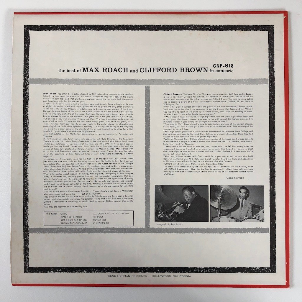LP / THE BEST OF MAX ROACH AND CLIFFORD BROWN / マックス・ローチ＆クリフォード・ブラウン / US盤 GNP S18 30211_画像2
