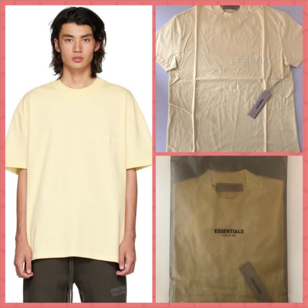 人気の ESSENTIALS イエロー フロック TEE 文字、ロゴ   www