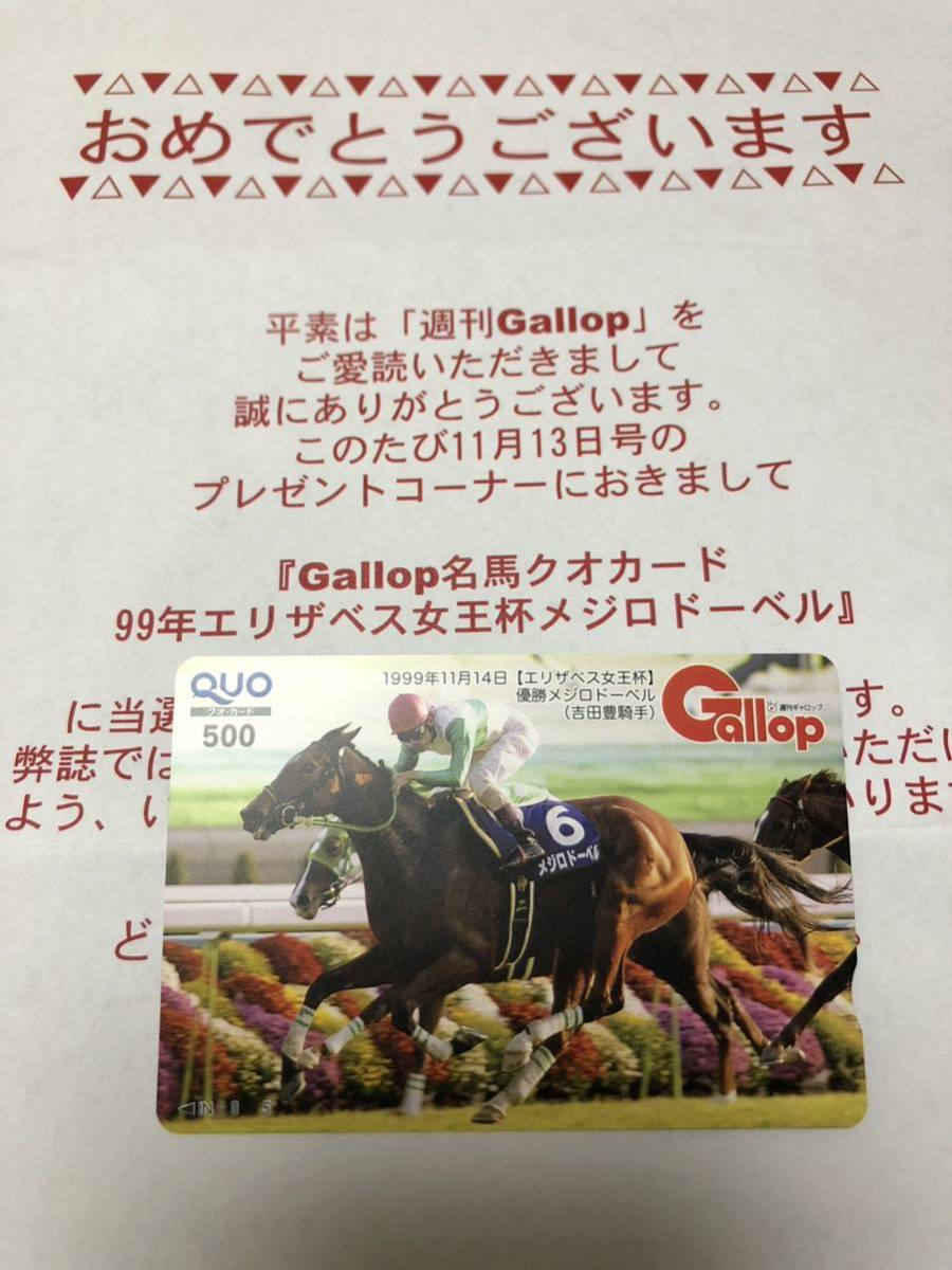 【最新】メジロドーベル 99年 エリザベス女王杯 吉田豊 ギャロップ 週刊Gallop クオカード 当選者10名の画像2