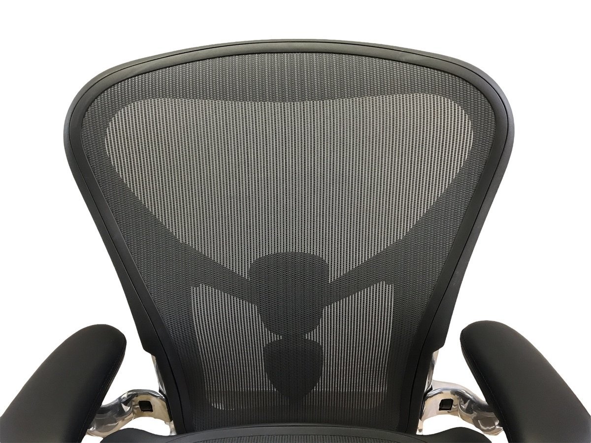 【美品】Herman Miller ハーマンミラー アーロンチェア リマスタード フル装備 ポリッシュドアルミニウム サイズB レザーアーム 店頭引取可_画像6