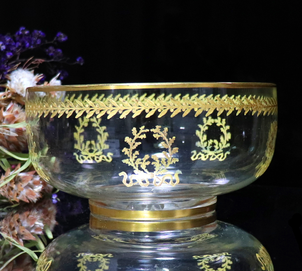 オールド・バカラ (BACCARAT) 1900年頃 金彩 大型鉢 ゴールド