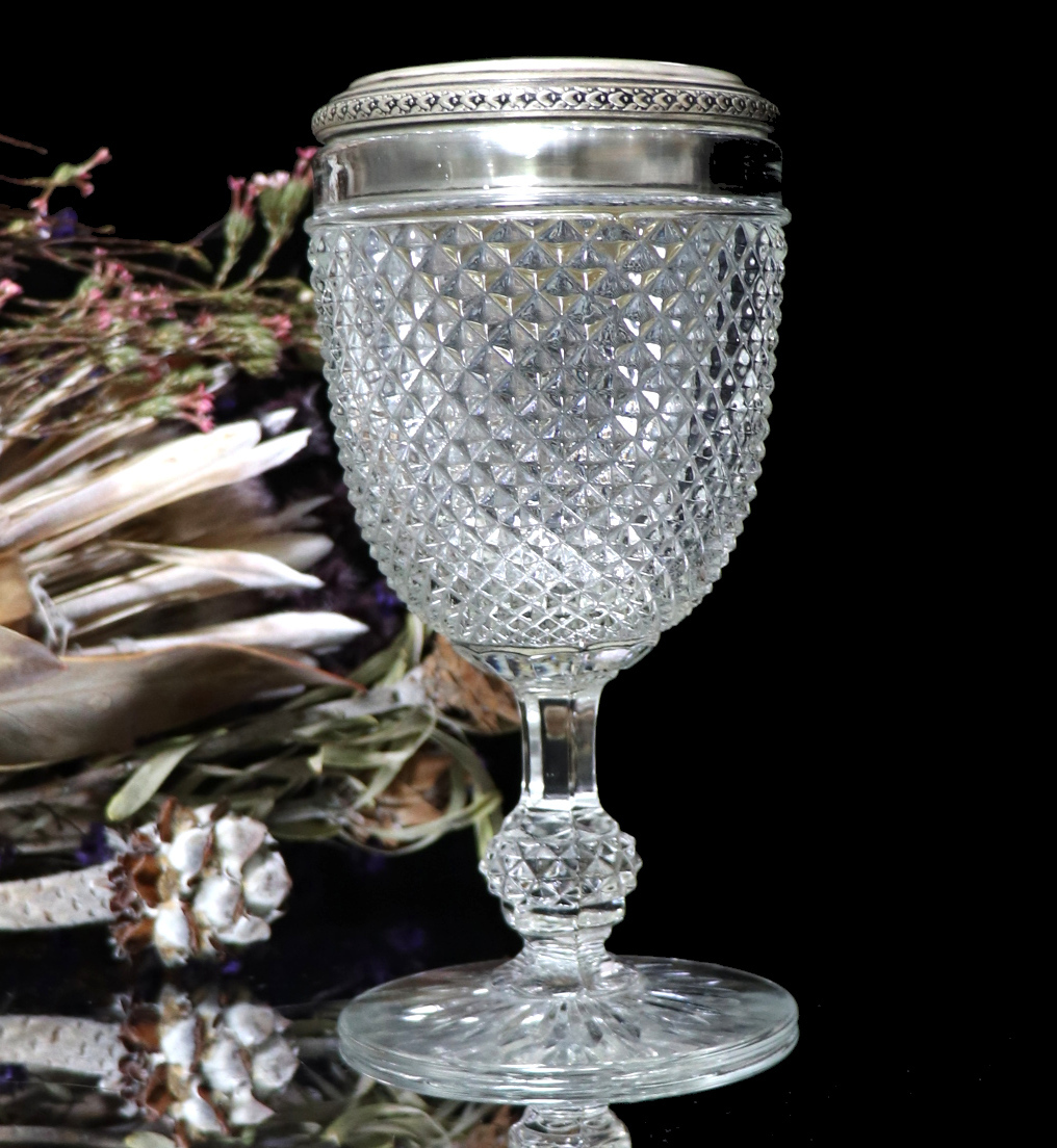 最高の グラス 大型 銀装飾 17.7cm ディアマン・ビゾー オールド