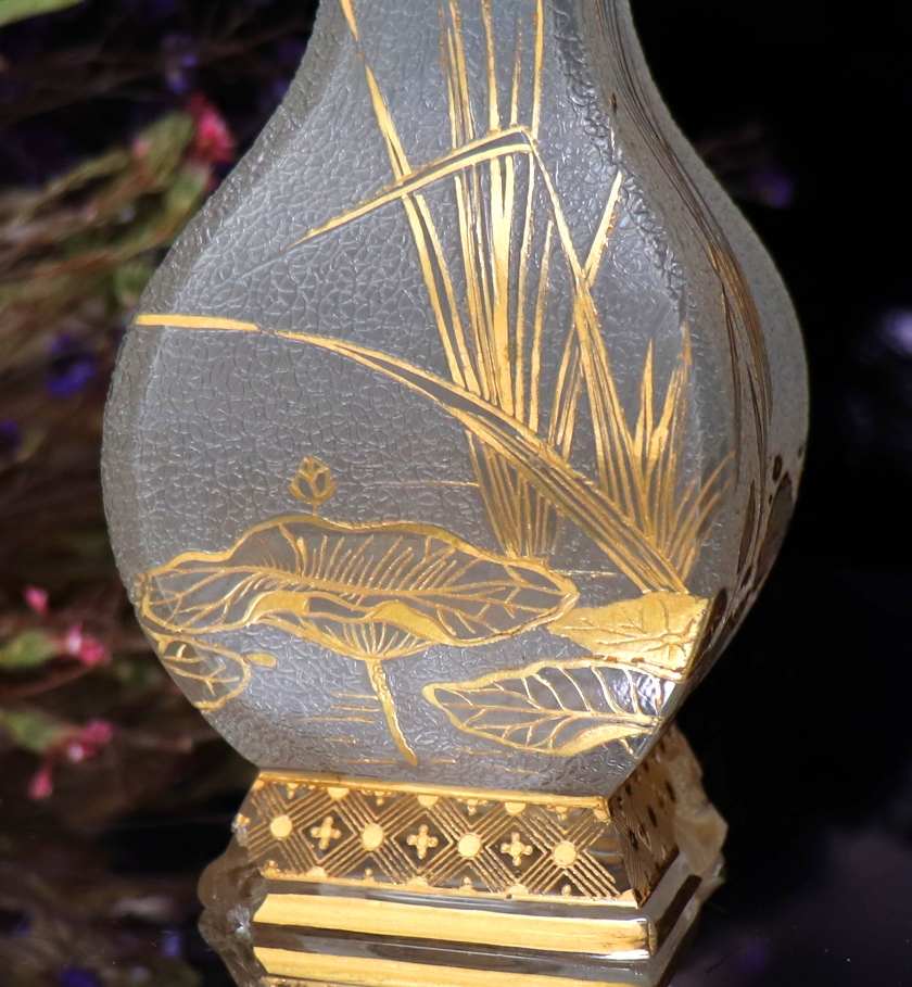 オールド・バカラ (BACCARAT) 1878年 金彩花柄花瓶 壺 アンティーク