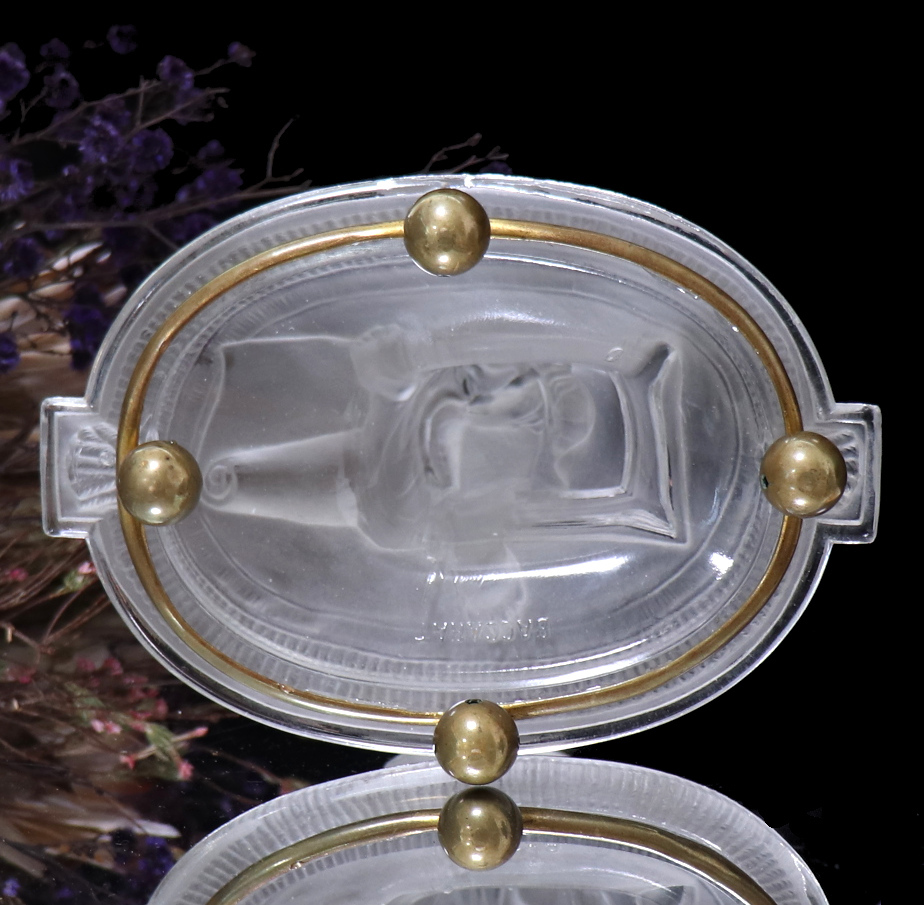 オールド・バカラ (BACCARAT) 1878年頃 本を読む子供 ブロンズ装飾