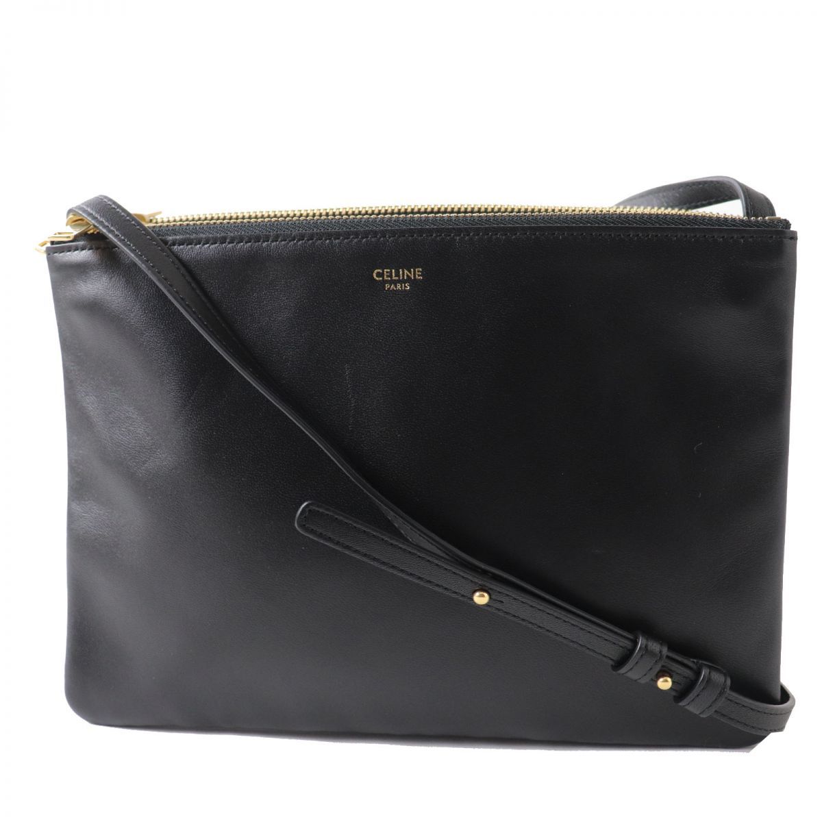 極美品◎イタリア製 CELINE セリーヌ 19204 TRIO トリオ ラージ レザー