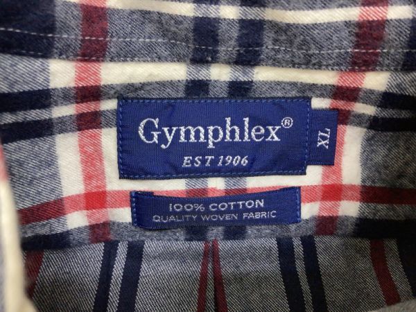 Gymphlex ジムフレックス アメカジ フレンチカジュアル 起毛コットン 長袖チェックシャツ ボタンダウン レディース 大きいサイズ XL 紺系_画像2