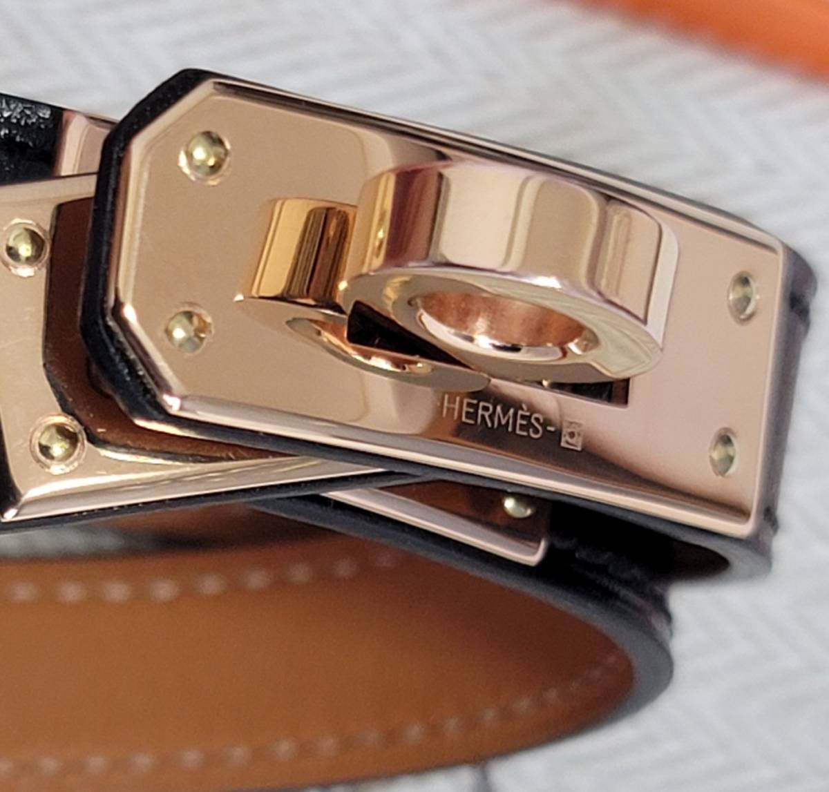 HERMES ケリーブレスレット 金具ゴールド レザーブラウン - 通販 - www