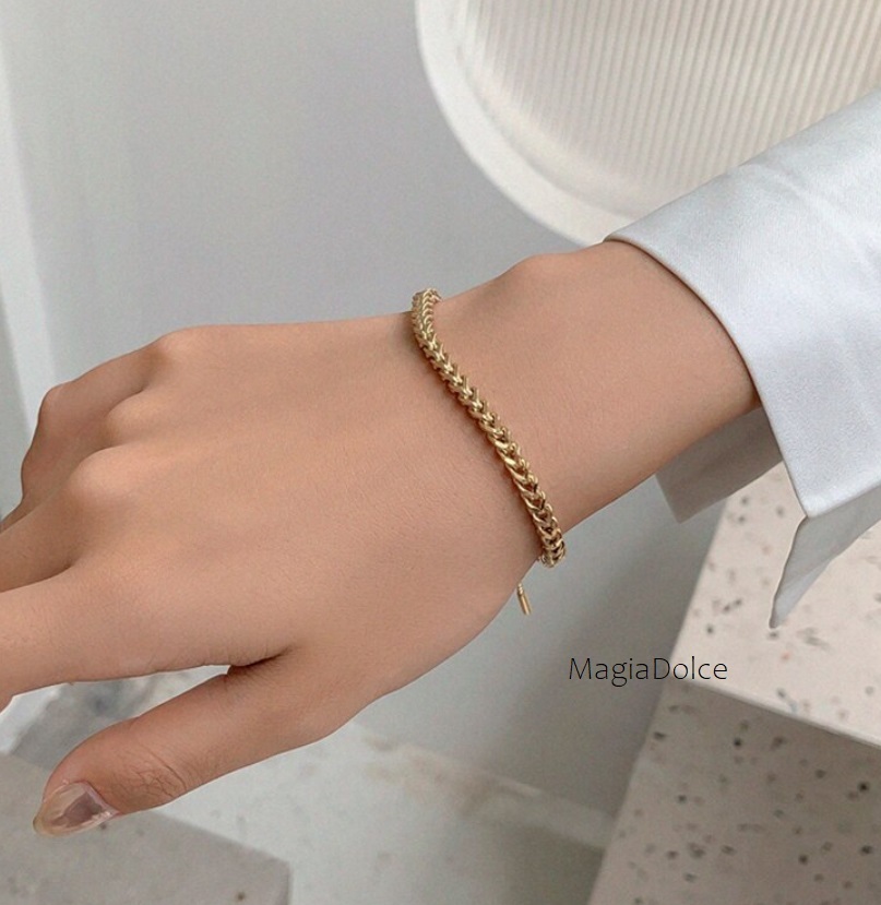  бесплатная доставка *MagiaDolce 5700* нержавеющая сталь браслет Gold браслет золотая цепь браслет простой браслет Корея 