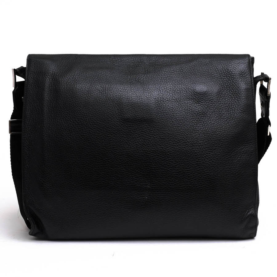 Ermenegildo Zegna Zegna shoulder bag cow leather flap type wrinkle leather shrink leather messenger bag 