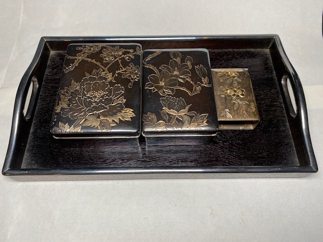 銀製 喫煙具 セット 煙草盆 煙草箱 灰皿 マッチ入れ シルバー silver
