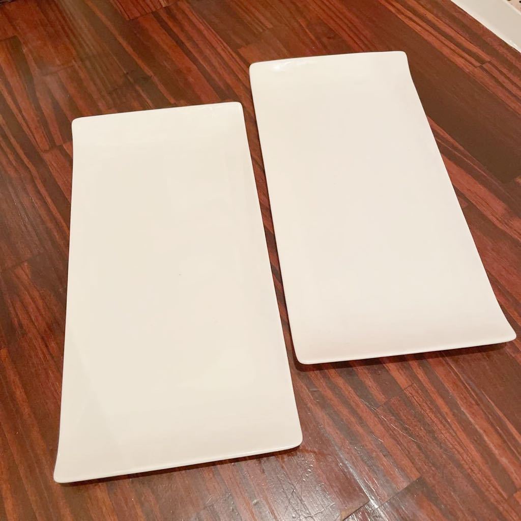 2 pieces set length angle plate white white Western-style tableware platter party plate lunch .. plate eat and drink shop opening preparation super-discount popular desert square on goods 
