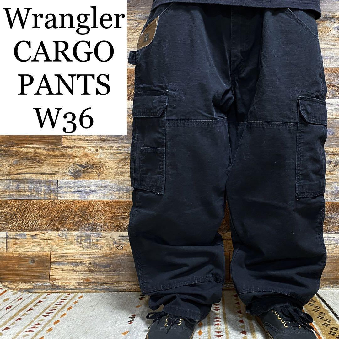 Wrangler ラングラー ダブルニー カーゴパンツ ペインターパンツ ワークパンツ w36 黒 ブラック オーバーサイズ ビッグサイズ バギーパンツ