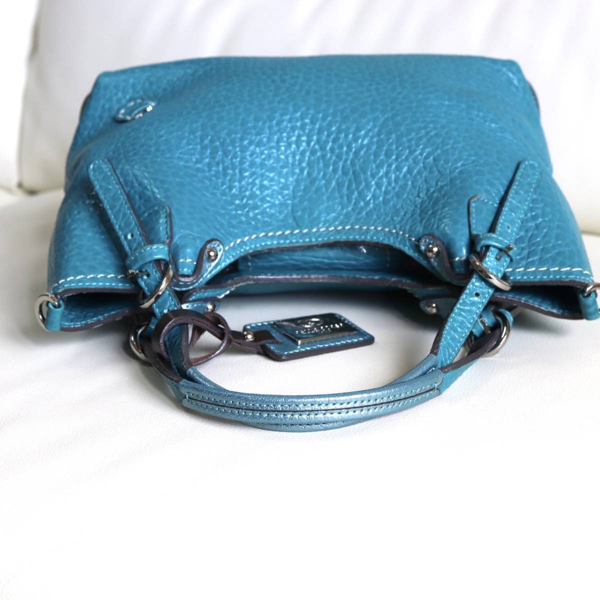 本物保証! BORSA PELLE ペレボルサ ブルー 2way トートバッグ Plant