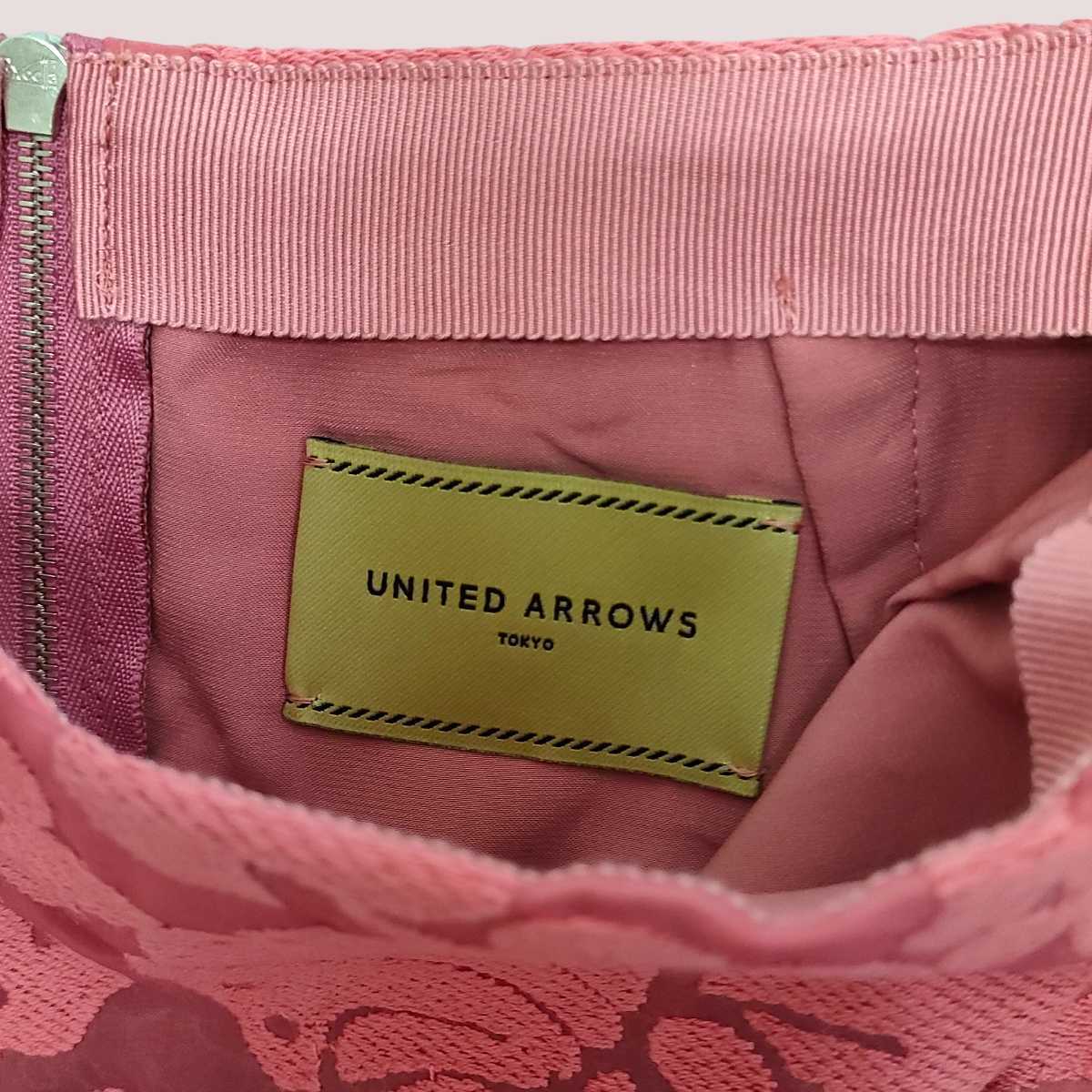 UNITED ARROWS/ユナイテッドアローズ レディース ロングスカート メッシュ 花柄 34サイズ ピンク 日本製 I-1498_画像3