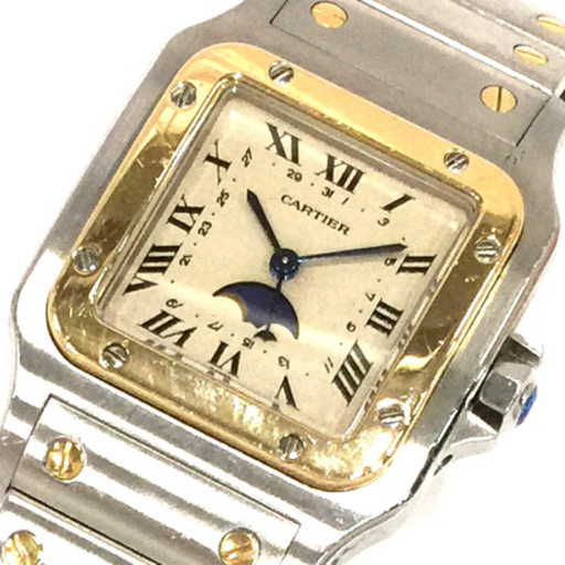 カルティエ サントスガルベ ムーンフェイズ クォーツ 腕時計 SS × YG 純正ブレス 未稼働品 ファッション小物 Cartier