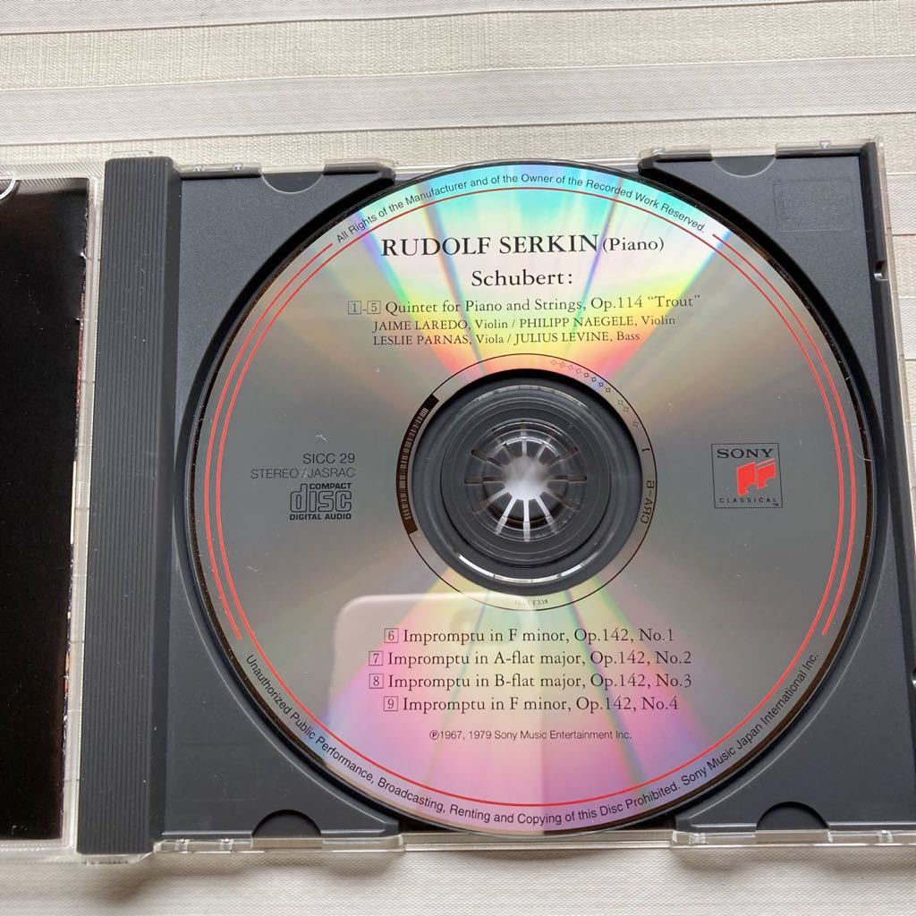 CD ルドルフ・ゼルキン　シューベルト ピアノ五重奏曲「鱒」＆ 即興曲（作品142）2001年盤_画像3