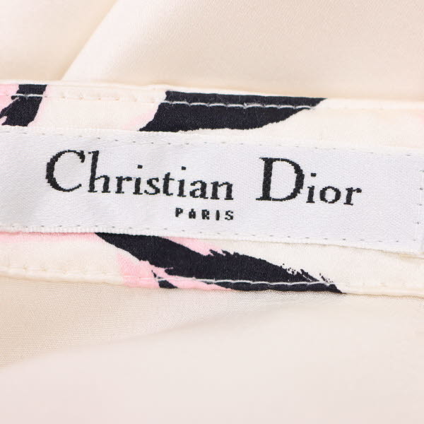 Christian Dior/クリスチャンディオール ミニ フレアスカート 花柄 サテン I40 F36 ペールベージュ系 ピンク 黒[NEW]☆ 51BM33