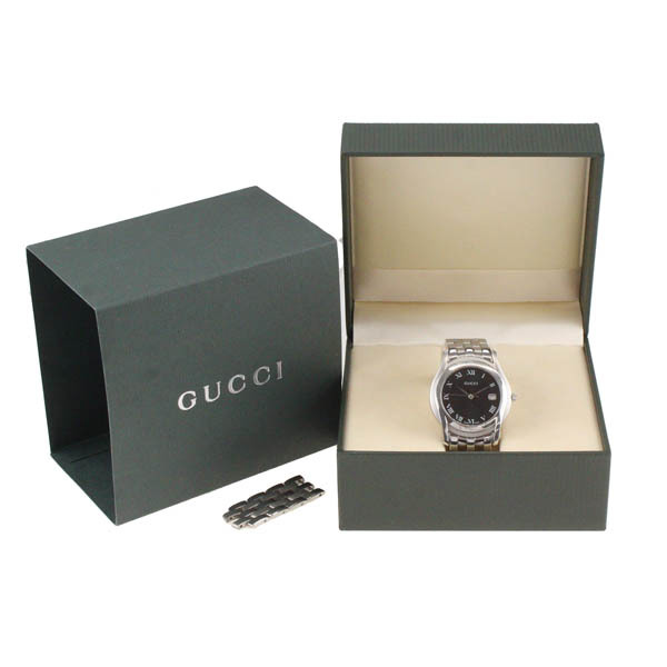 GUCCI/グッチ 5500M メンズ 腕時計 デイト クォーツ 黒文字盤 SS GUCCI/グッチ 5500M メンズ 腕時計 デイト クォーツ 黒文字盤 SS