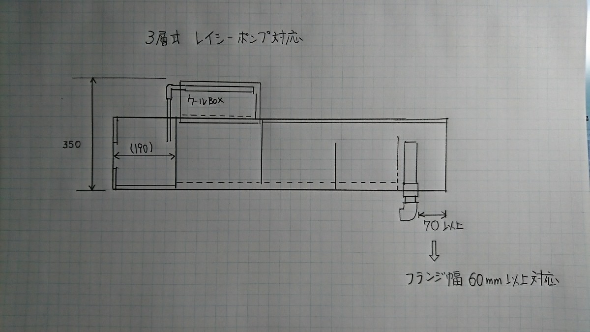 120cm用 上部フィルター 3層式 レイシーPポンプ対応 アクリル水槽用