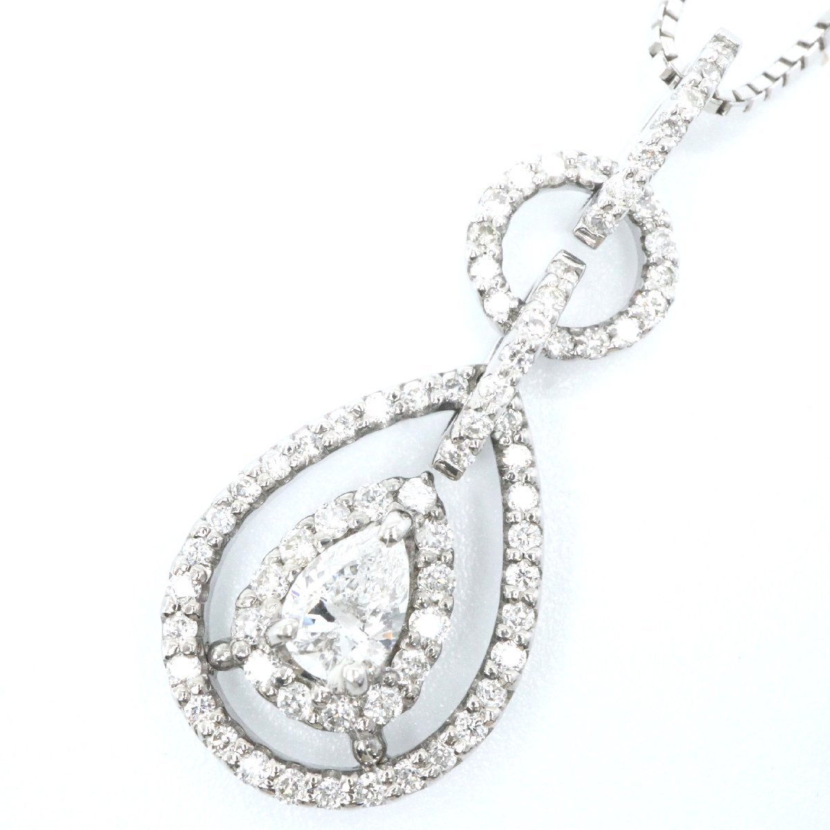 K18WG 0.182ct ダイヤモンド ネックレス-