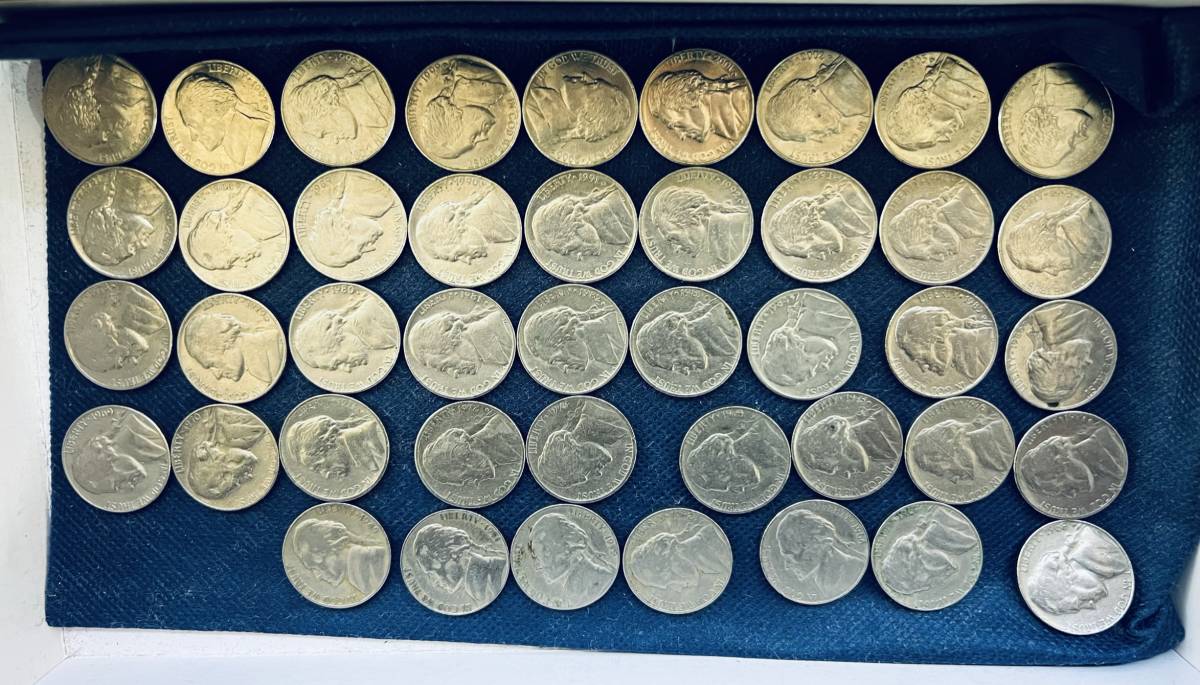 超珍品【 5セントコイン43枚セット】アメリカ合衆国ドル年代別 一年一枚 1949年 レア 硬貨 貨幣 コレクション ニッケル 通貨 お金