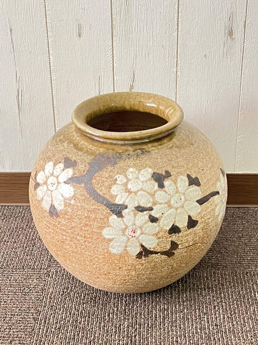 信楽焼 花瓶 梅 used品 状態良い - 花瓶・フラワースタンド