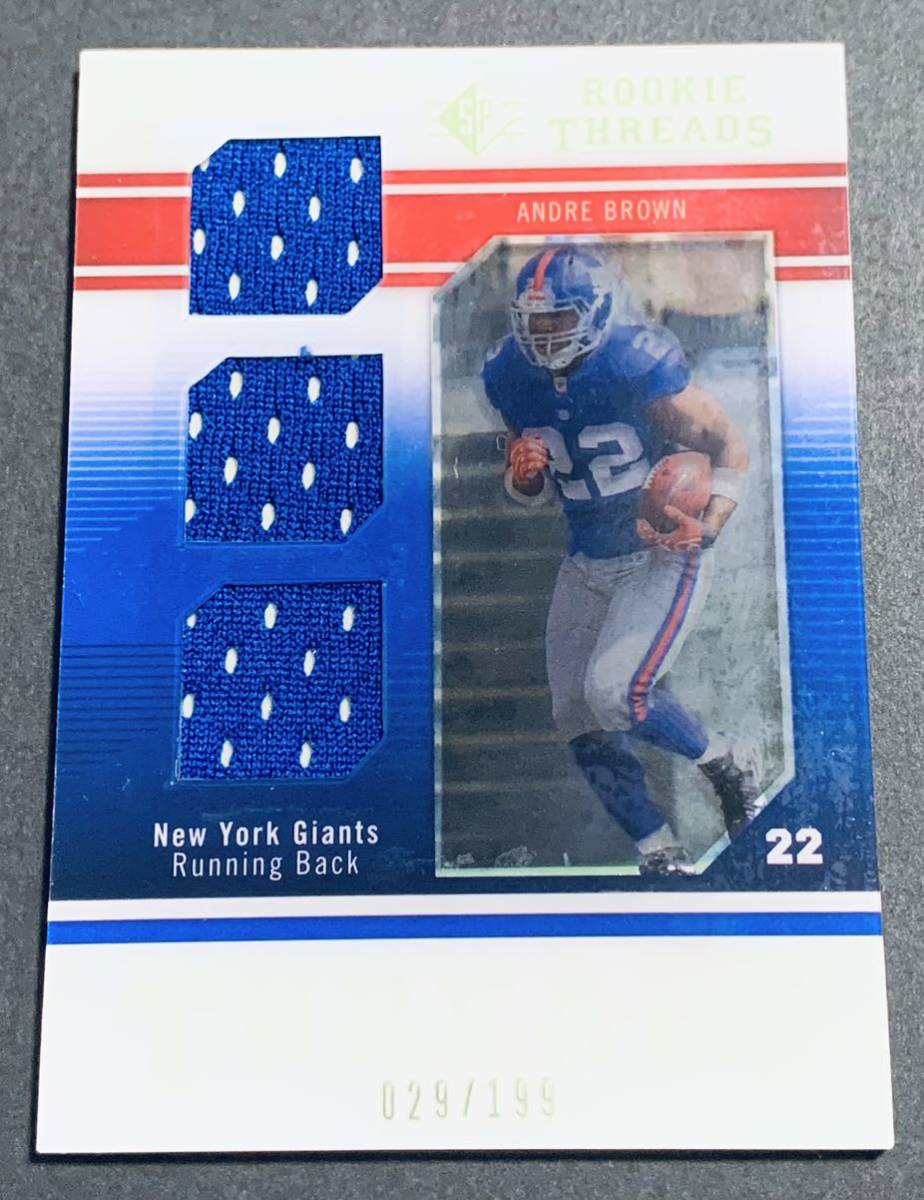 2009 Upper Deck SP Threads Andre Brown Jersey /199 RT-AB RC Rookie New York Giants NFL ジャージ　199枚限定　カード_画像1