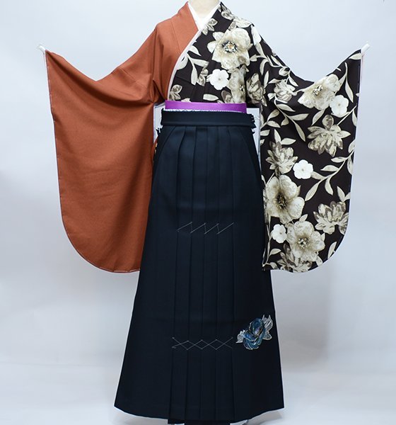 二尺袖 着物 袴フルセット 紅一点 日本製 着物丈はショート丈 卒業式 新品（株）安田屋 NO38576