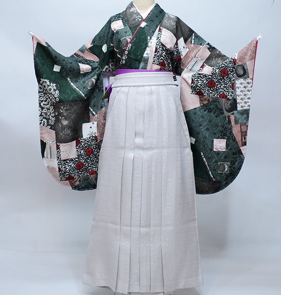 二尺袖 着物 袴フルセット Modern Antenna 日本製 着物丈はショート丈 卒業式 新品（株）安田屋 NO38574