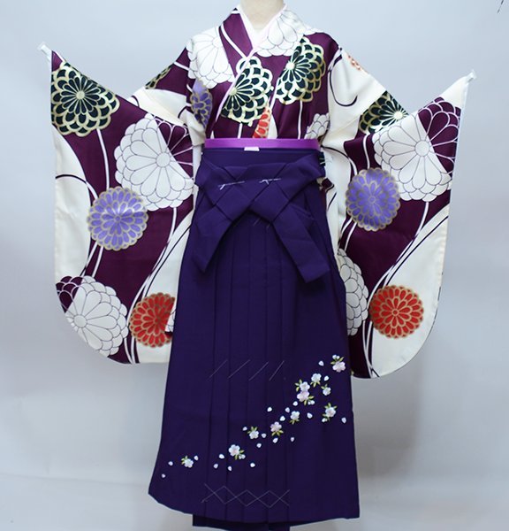  кимоно hakama комплект Junior для . исправление 135cm~150cm роскошный .. фиолетовый × белый hakama цвет модификация возможность церемония окончания новый товар ( АО ) дешево рисовое поле магазин NO36042-02