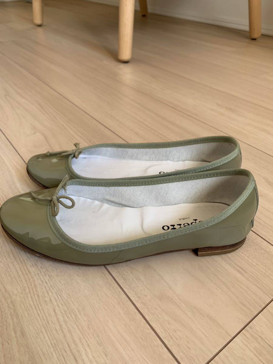 レペット　エナメル　バレエシューズ　緑　グリーン　repetto 24 24.5 38ハーフ　38 1/2 フラットシューズ　Cendrillon　サンドリオン　☆_画像6