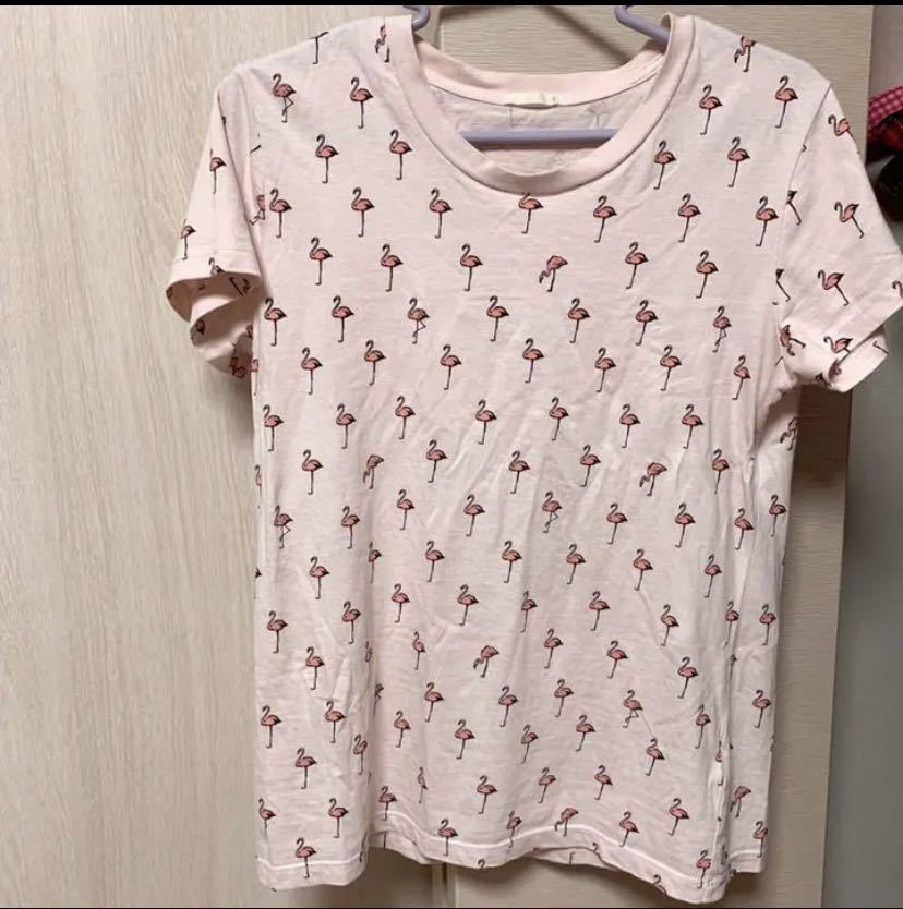 GU Tシャツ　ピンク　フラミンゴ柄 半袖Tシャツ_画像7