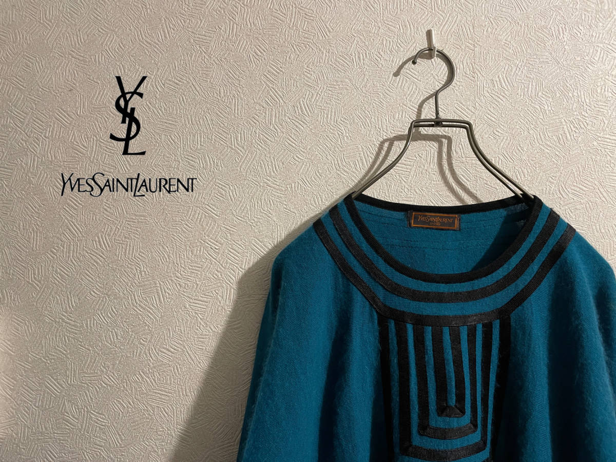 ◯ Vintage Yves Saint Laurent タッセル チュニック ニット / イヴサンローラン セーター グリーン ブルー Ｍ  Ladies #Sirchive