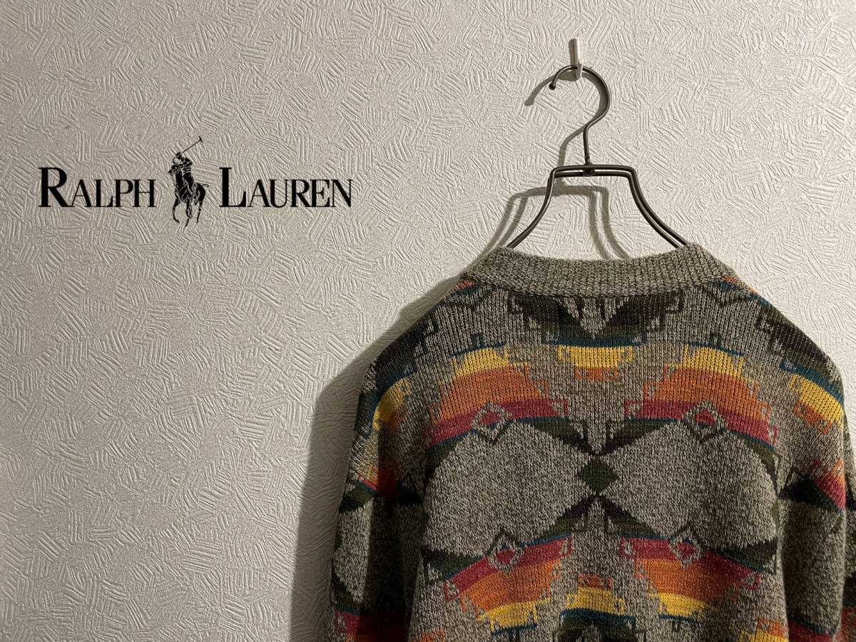 ◯ Ralph Lauren ネイティブ パターン コットン ニット カーディガン