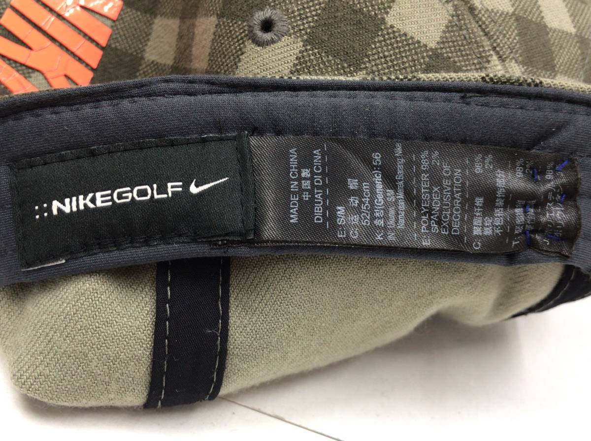 NIKE GOLF ナイキゴルフ キャップ チェック カーキ 54cm 23020602_画像3